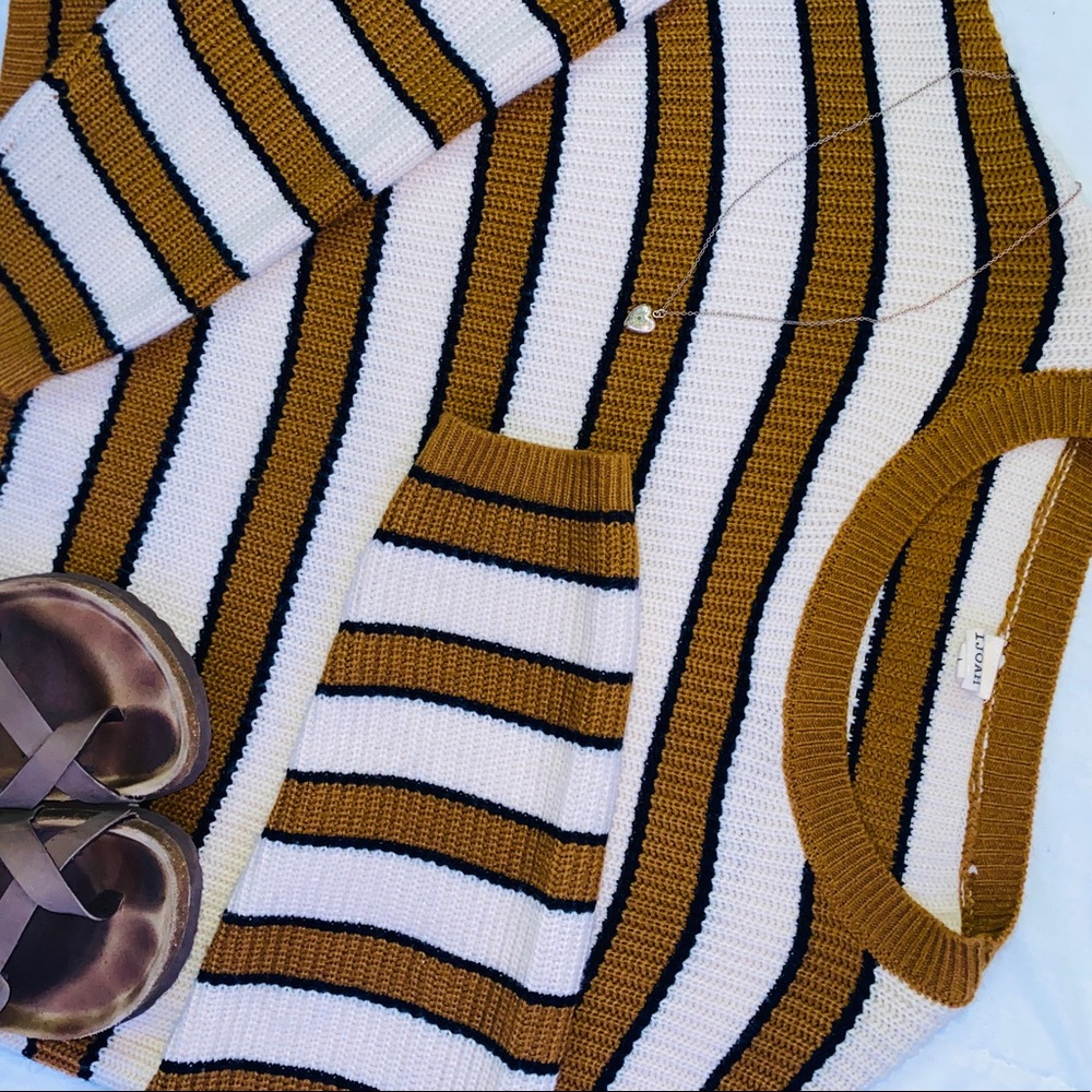 Cropped Knit Striped Sweater